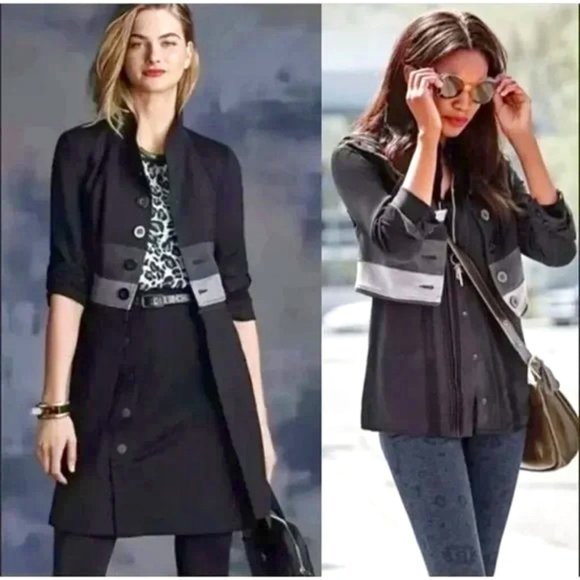 CAbi Love Carol Convertible Coat Or Jacket in Black Gray Ponte Knit Size M EUC - Picture 1 of 13